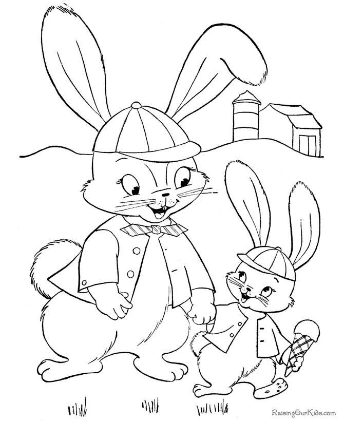 Easter bunny color page free