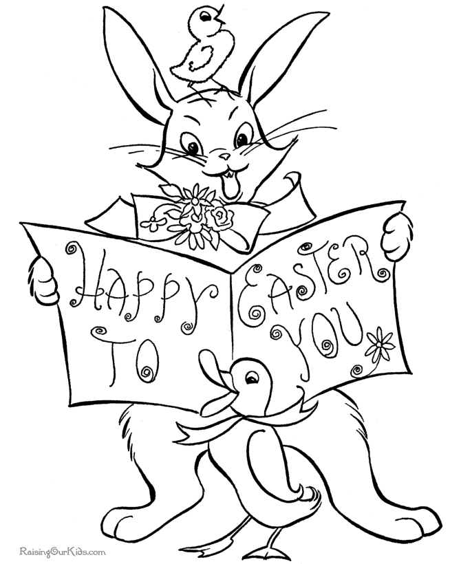 Easter bunny colouring pages