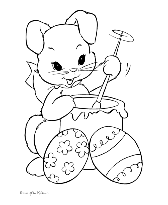 Easter egg and bunny coloring page