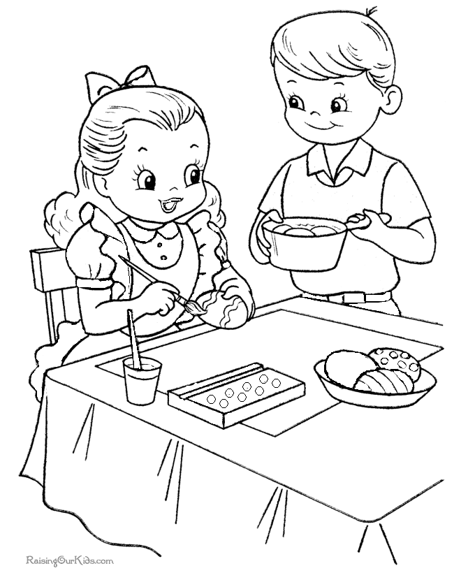 Printable kid Easter coloring page