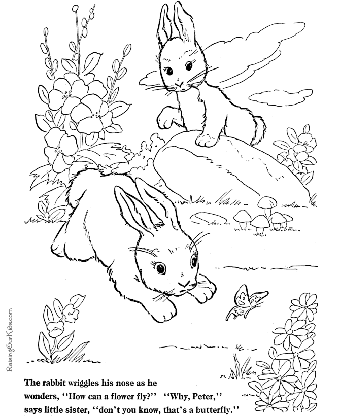 Kid Easter coloring picture to print